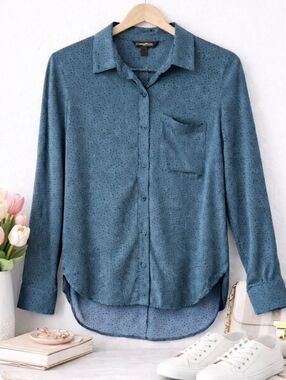 Banana Republic Blouse Button Up Long Sleeve Polka-dot Size XS